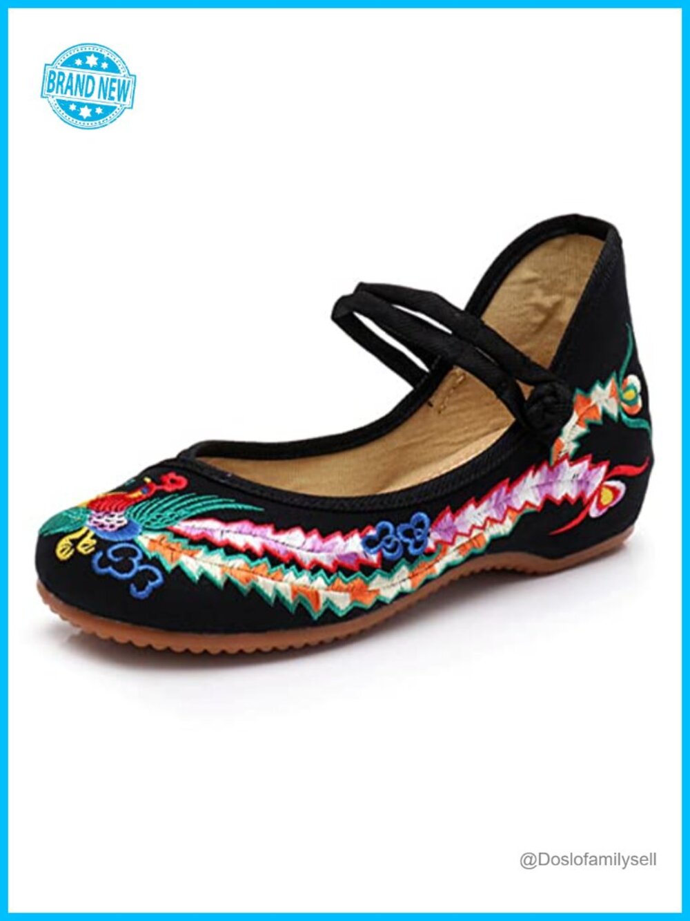 Chinese Embroidered Flats Women's Traditional Mary Jane Ballet Yoga Shoes